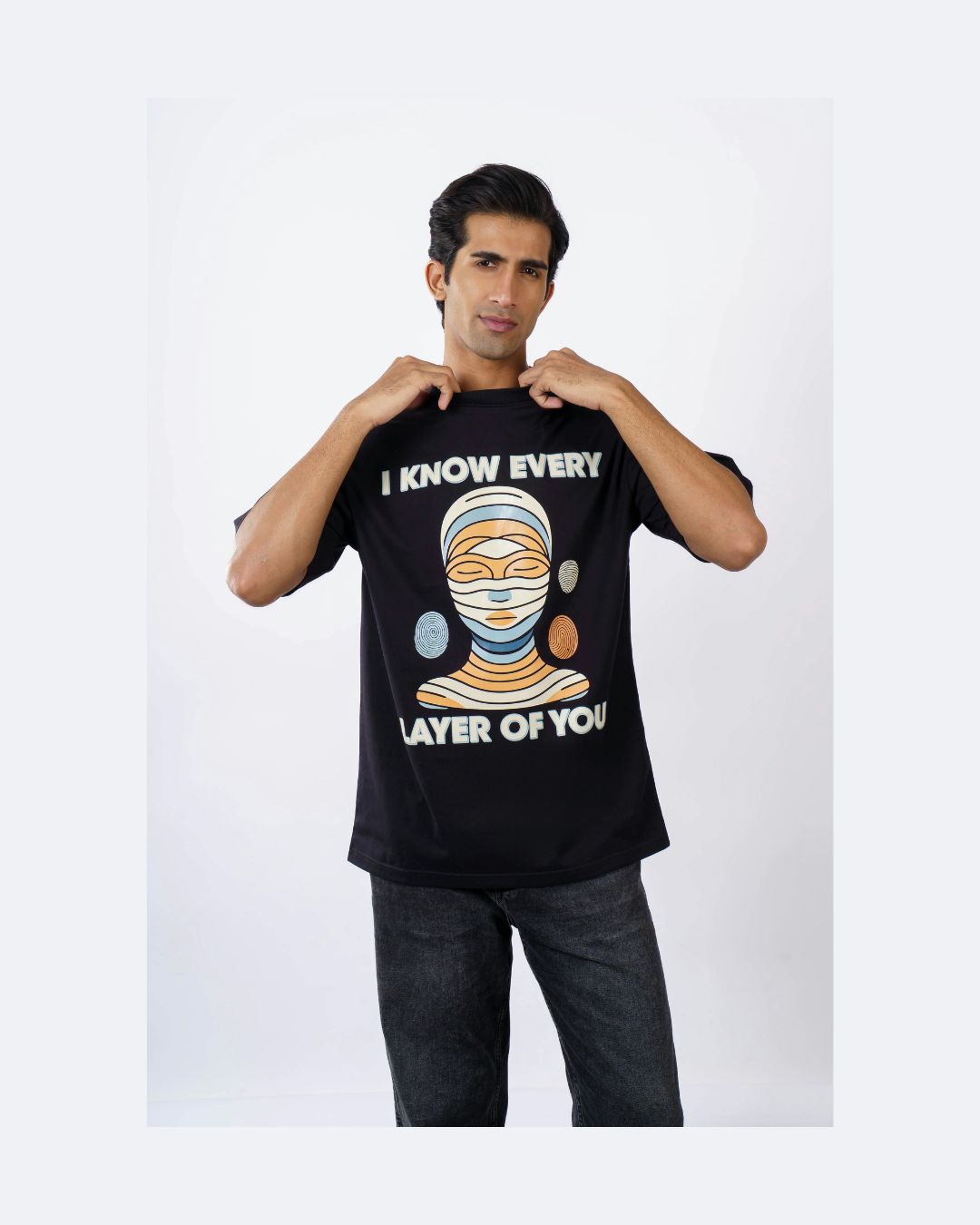 Men's Black T Shirt-Half Sleeve